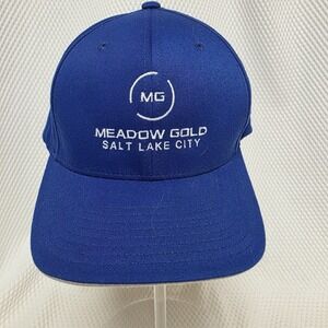 Meadow Gold SLC Utah Hat Cap Blue White Fitted Large Polyester Spandex